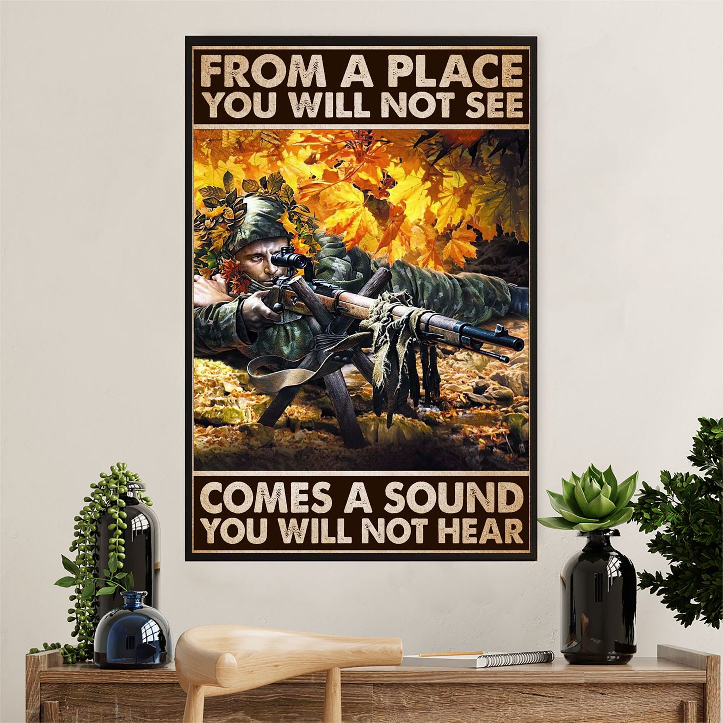 US Army Military Canvas Wall Art | Will Not Hear | American Independence Day Gift for Soldiers