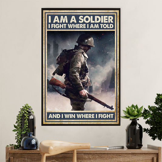 US Army Military Canvas Wall Art | I Am A Soldier | American Independence Day Gift for Soldiers
