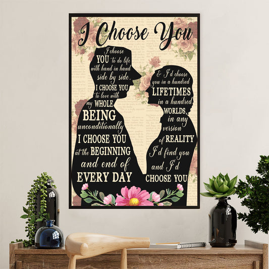 US Army Military Poster Wall Art | Couple Husband Wife | American Independence Day Gift for Soldiers
