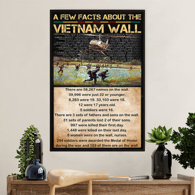 US Army Military Poster Wall Art | Facts About Vietnam Wall | American Independence Day Gift for Soldiers