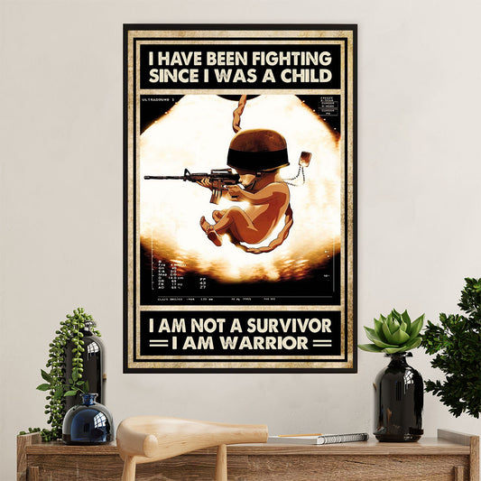 US Army Military Canvas Wall Art | I Am Warrior | American Independence Day Gift for Soldiers