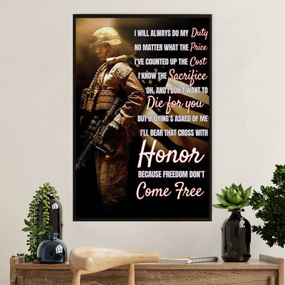 US Army Military Poster Wall Art | Freedom Don't Come Free | American Independence Day Gift for Soldiers
