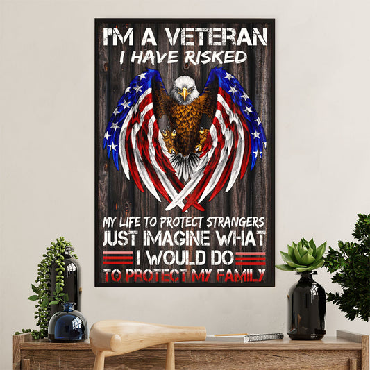 US Army Military Poster Wall Art | Veteran US Flag | American Independence Day Gift for Soldiers