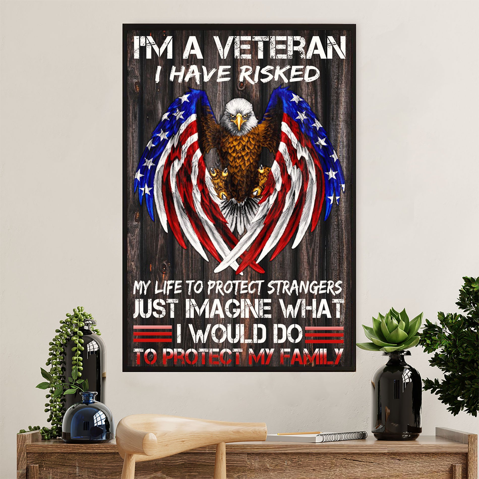 US Army Military Canvas Wall Art | Veteran US Flag | American Independence Day Gift for Soldiers