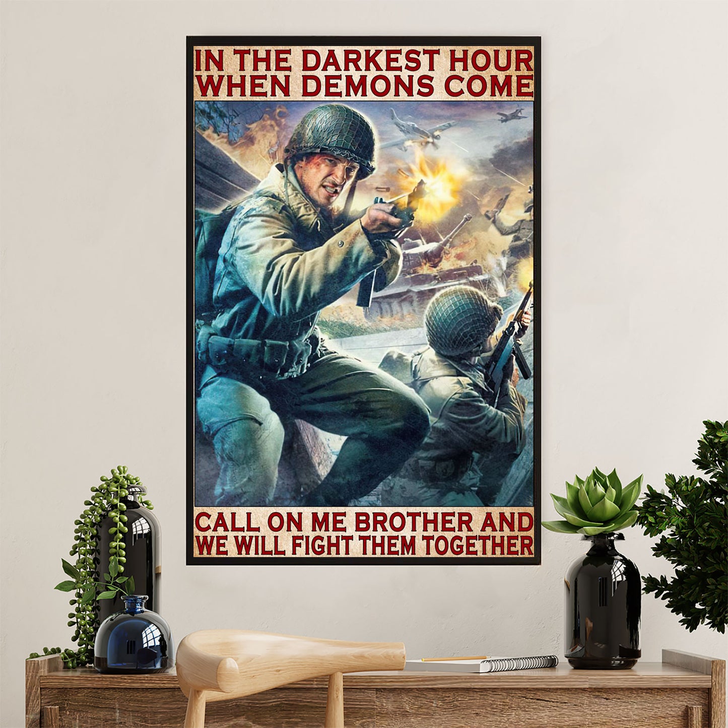 US Army Military Poster Wall Art | Brothers | American Independence Day Gift for Soldiers