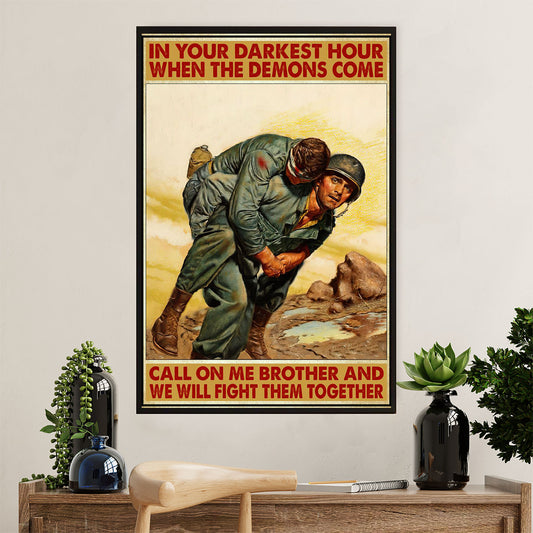 US Army Military Canvas Wall Art | Brothers | American Independence Day Gift for Soldiers