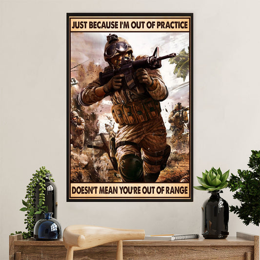 US Army Military Canvas Wall Art | Out Of Practice | American Independence Day Gift for Soldiers