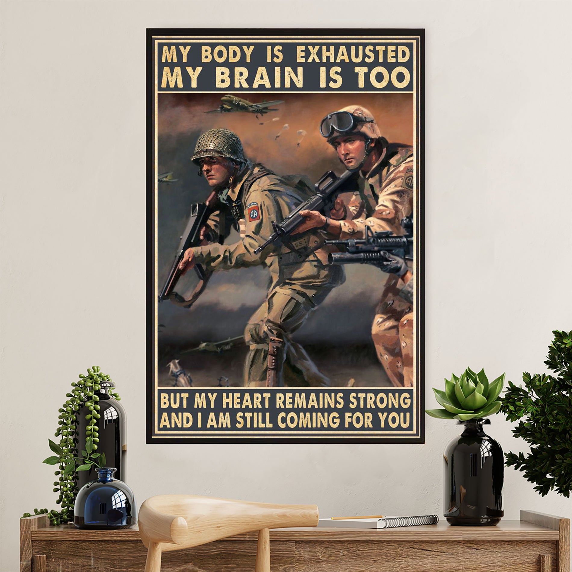 US Army Military Canvas Wall Art | Brothers Coming For You | American Independence Day Gift for Soldiers