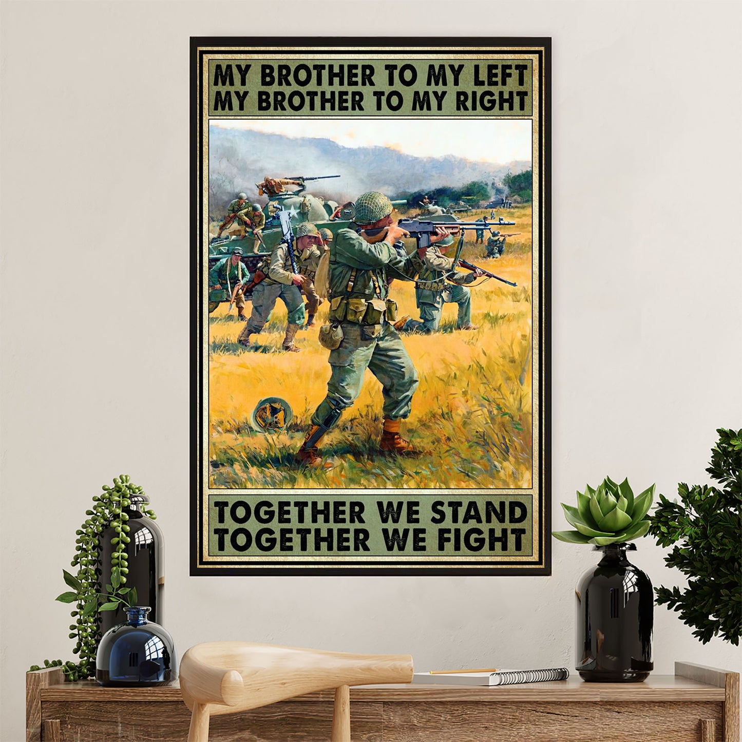 US Army Military Canvas Wall Art | Together We Stand | American Independence Day Gift for Soldiers