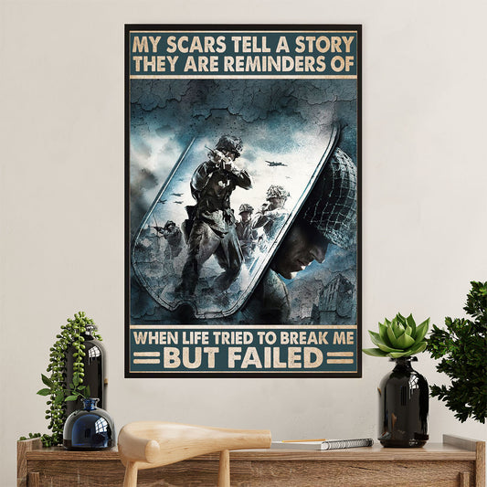 US Army Military Poster Wall Art | Break Me But Failed | American Independence Day Gift for Soldiers