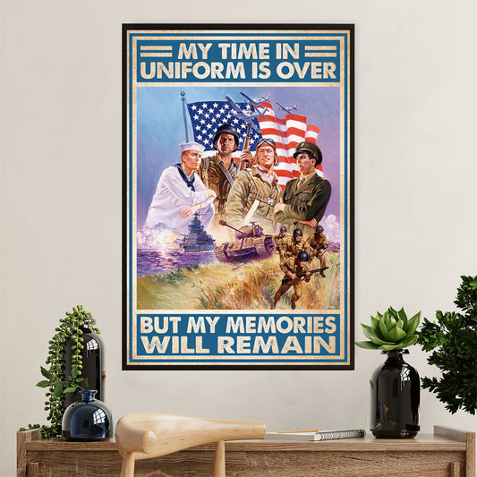 US Army Military Poster Wall Art | Memories Remain | American Independence Day Gift for Soldiers