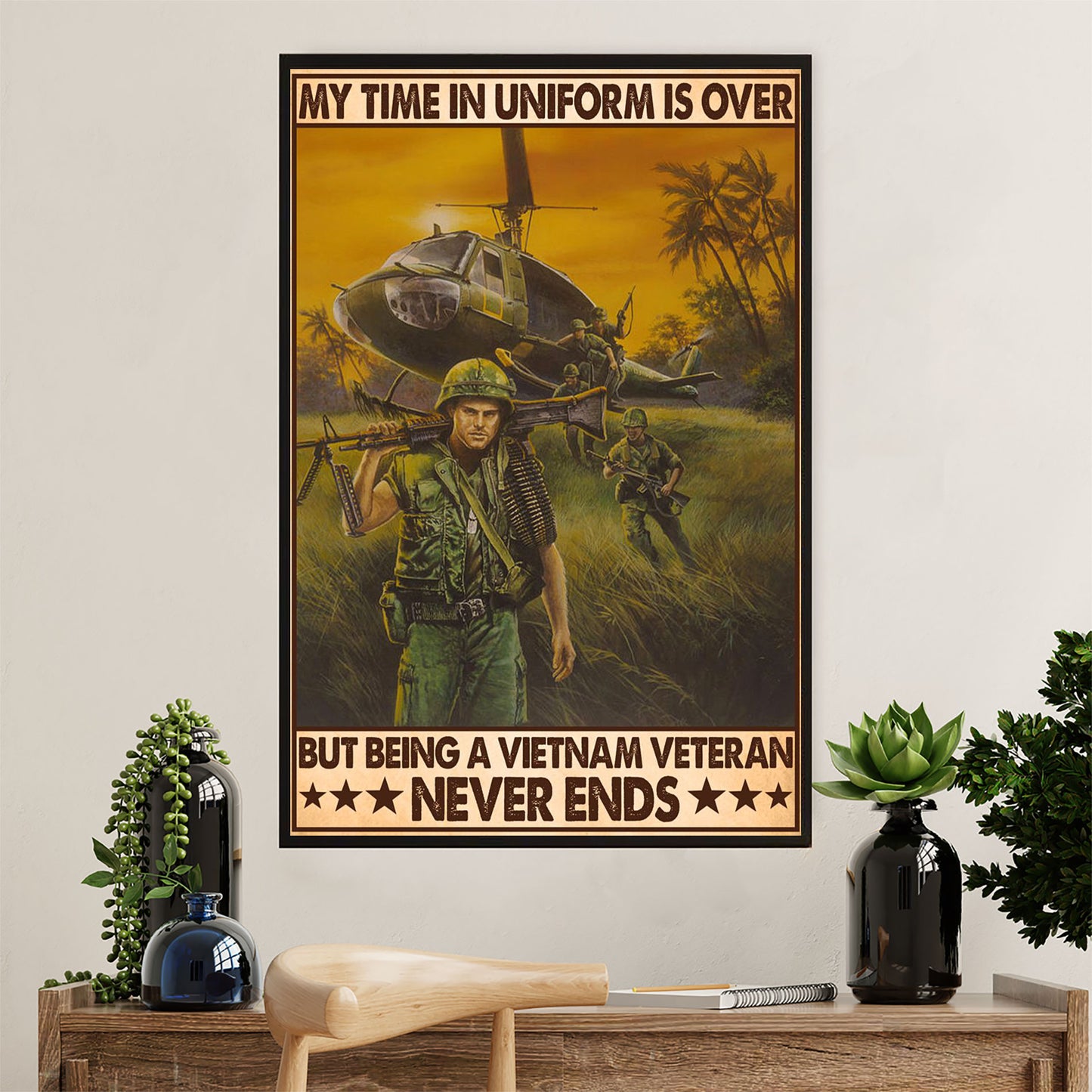 US Army Military Poster Wall Art | Vietnam Veteran | American Independence Day Gift for Soldiers