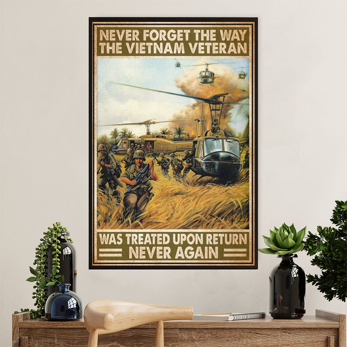US Army Military Canvas Wall Art | The Vietnam Veteran | American Independence Day Gift for Soldiers