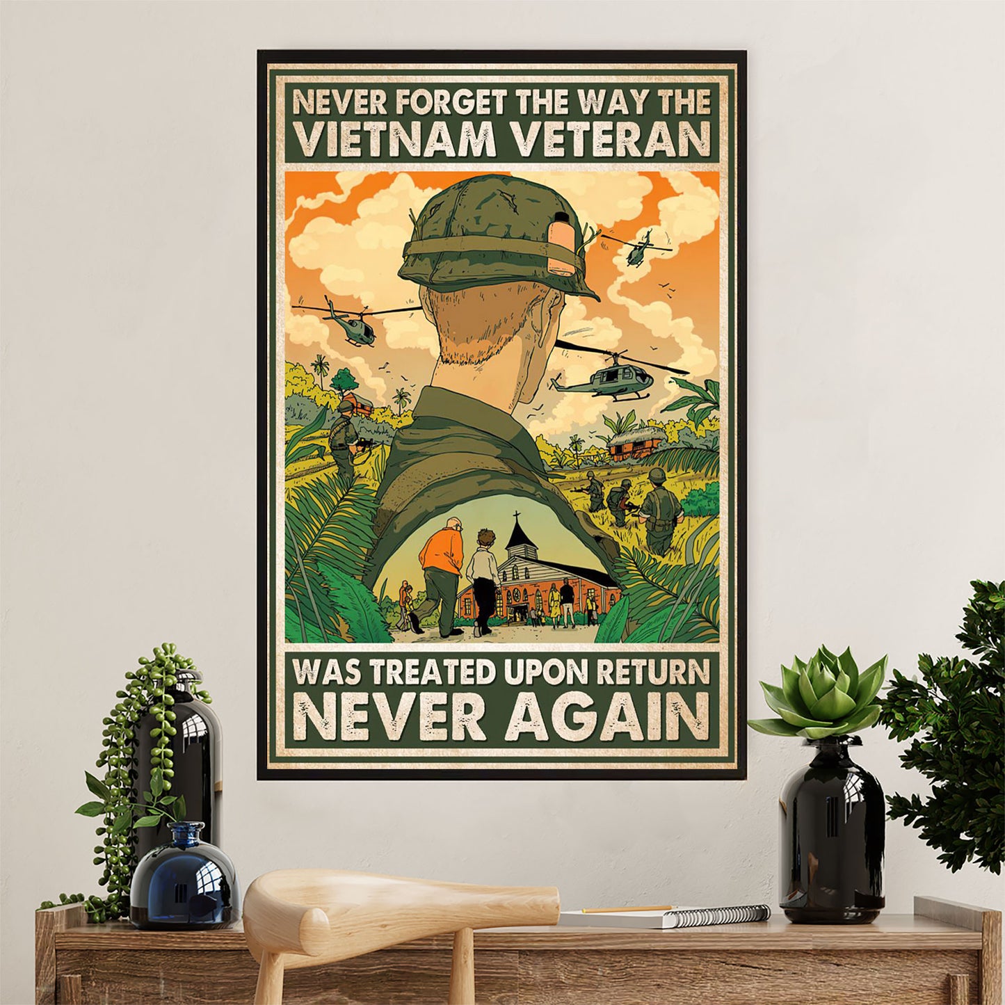 US Army Military Poster Wall Art | The Vietnam Veteran | American Independence Day Gift for Soldiers