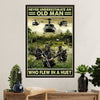 US Army Military Canvas Wall Art | Old Man Who Flew In A Huey | American Independence Day Gift for Soldiers