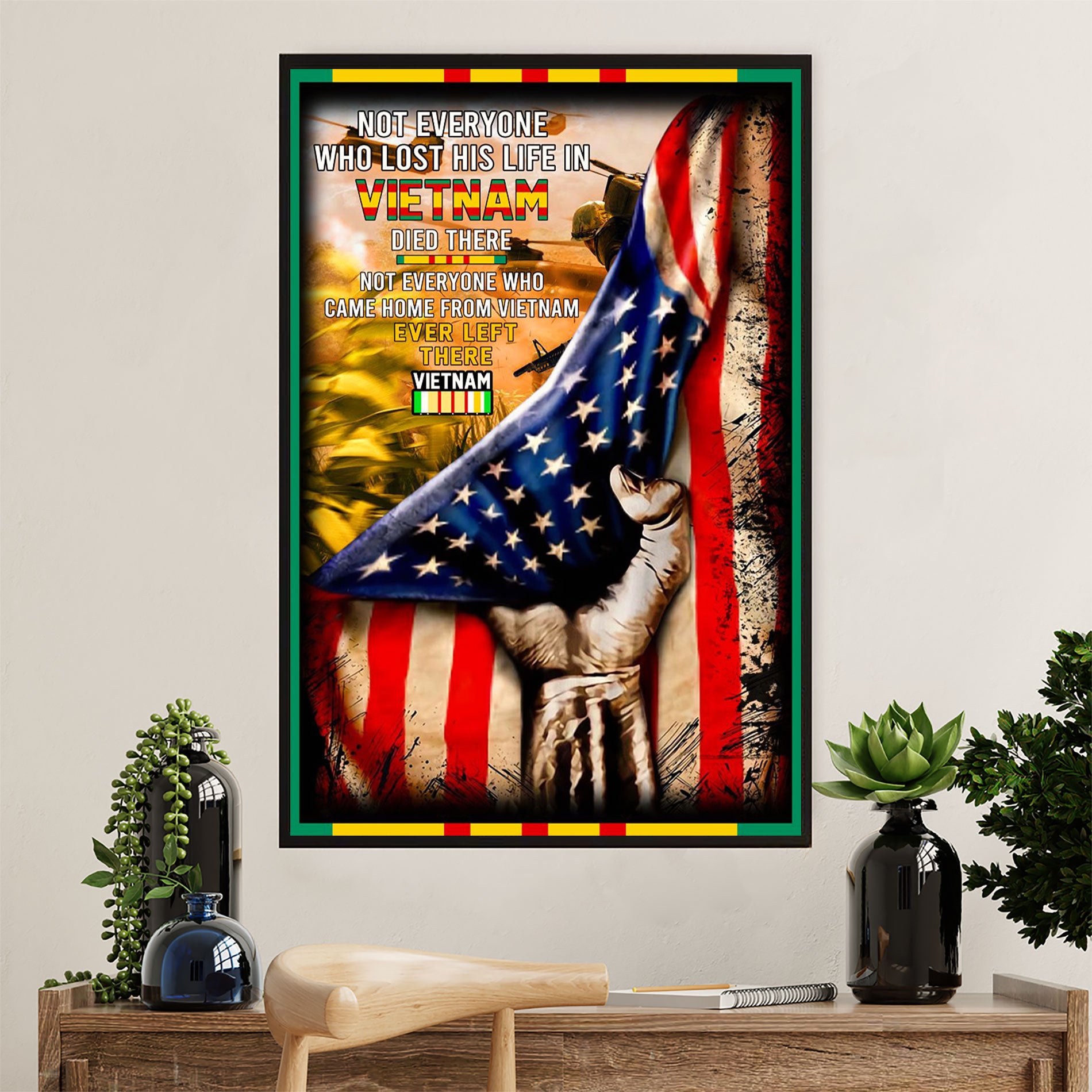 US Army Military Poster Wall Art | Memorial Vietnam Soldier | American Independence Day Gift for Soldiers