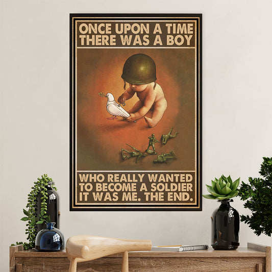 US Army Military Canvas Wall Art | Boy Become Soldier | American Independence Day Gift for Soldiers
