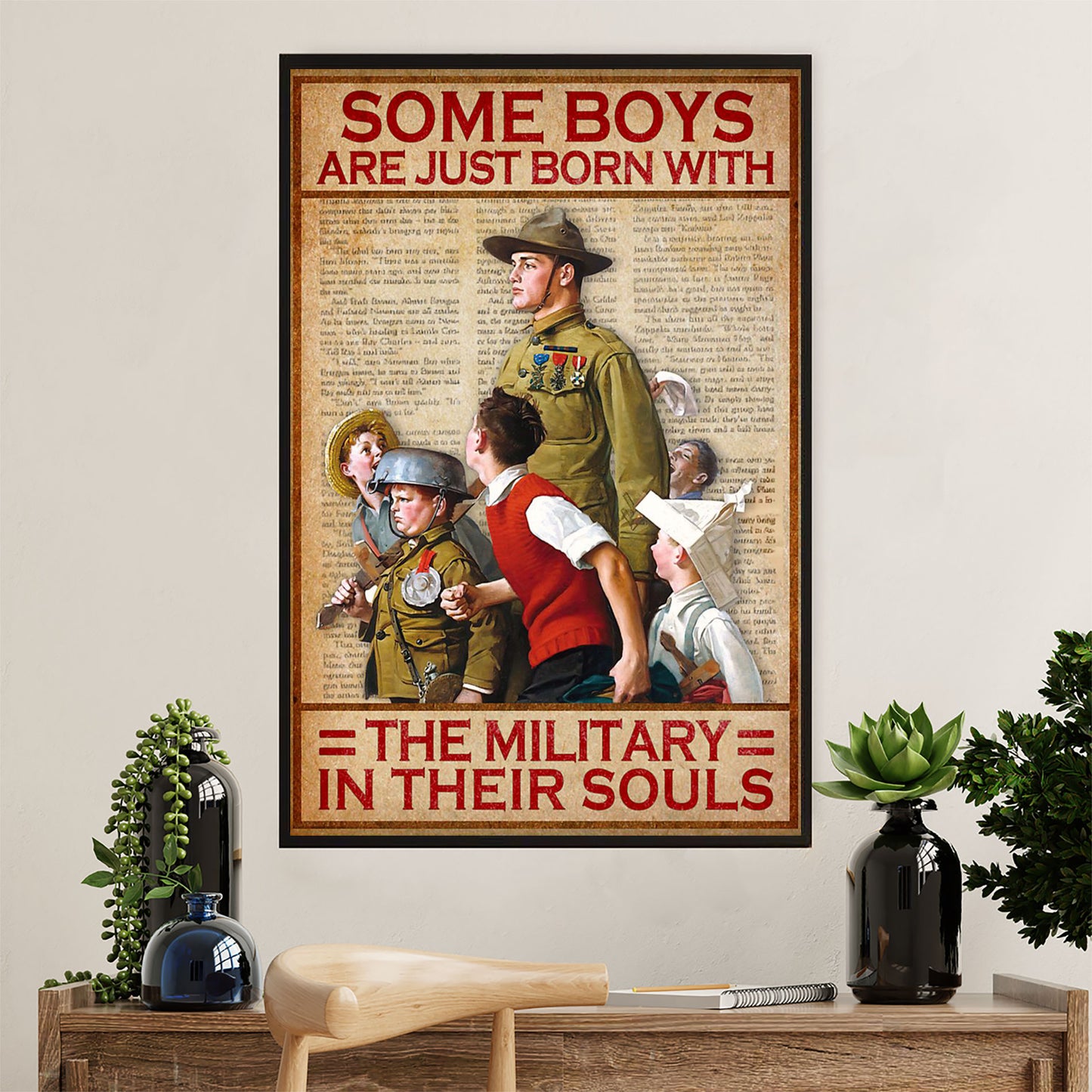 US Army Military Canvas Wall Art | Boys Born With Military | American Independence Day Gift for Soldiers