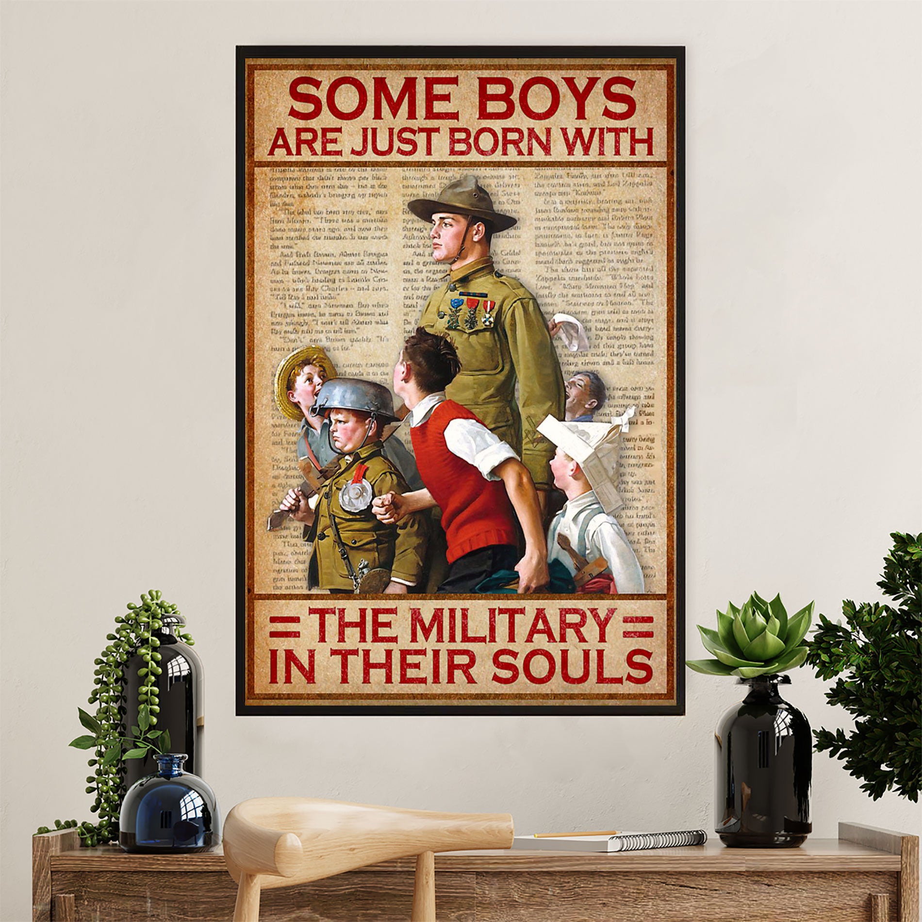 US Army Military Canvas Wall Art | Boys Born With Military | American Independence Day Gift for Soldiers