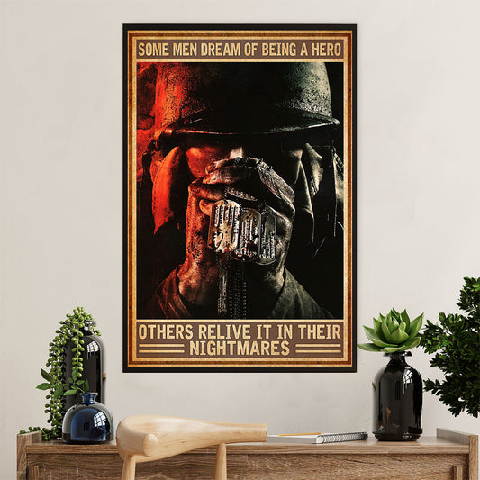 US Army Military Canvas Wall Art | Men Dream Of Being A Hero | American Independence Day Gift for Soldiers