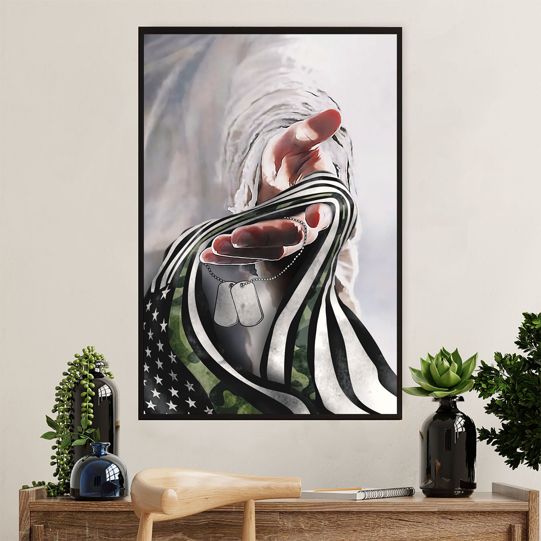 US Army Military Canvas Wall Art | Army Veteran Flag | American Independence Day Gift for Soldiers