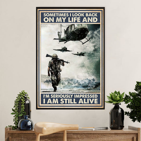 US Army Military Canvas Wall Art | Still Alive | American Independence Day Gift for Soldiers