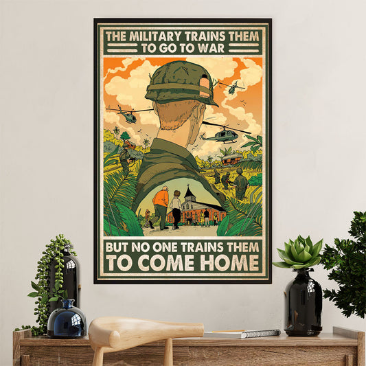 US Army Military Canvas Wall Art | Come Home | American Independence Day Gift for Soldiers