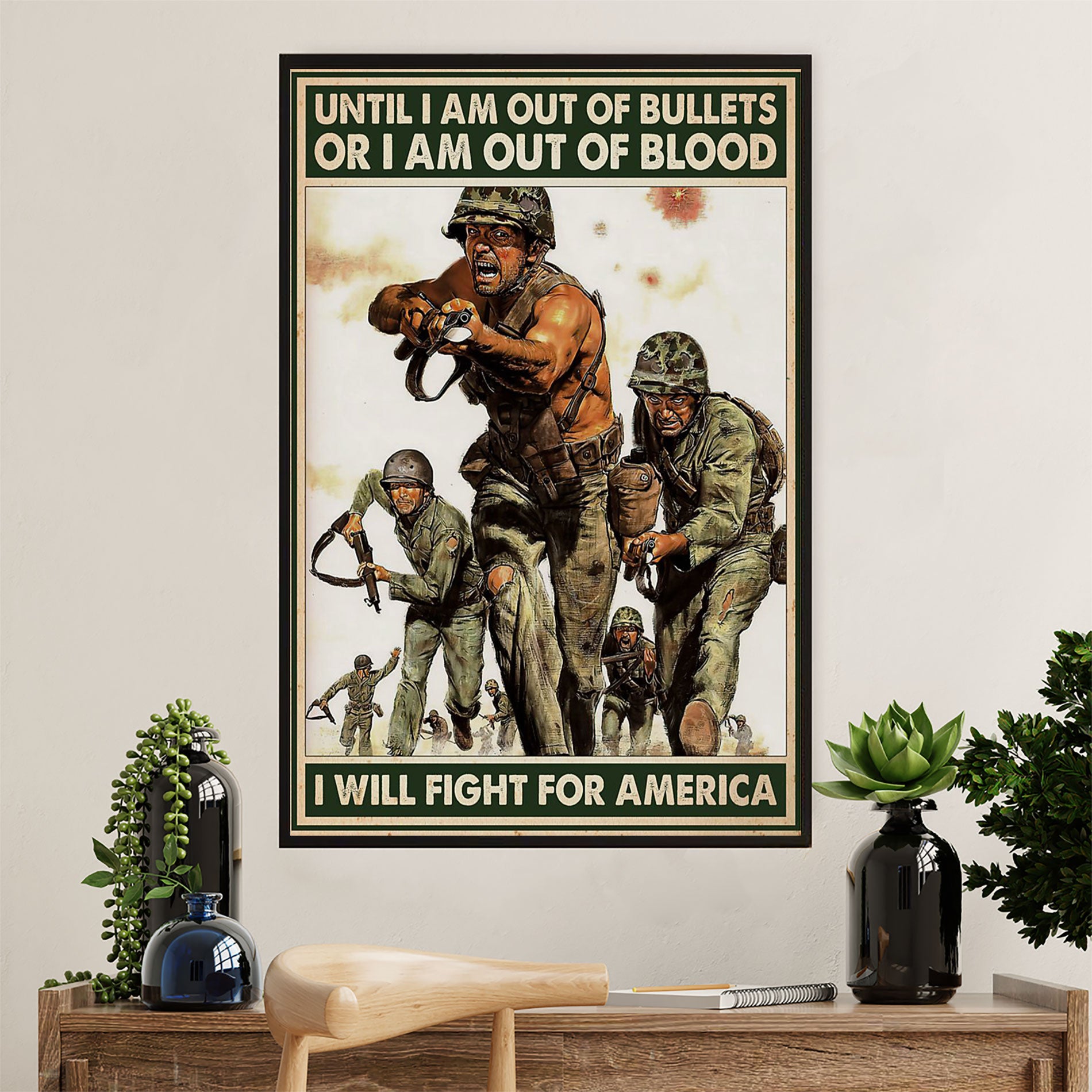 US Army Military Poster Wall Art | Fight For America | American Independence Day Gift for Soldiers