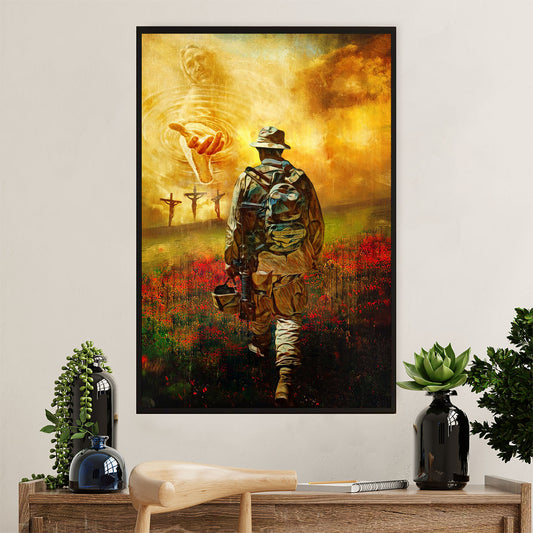 US Army Military Canvas Wall Art | God Bless Soldiers | American Independence Day Gift for Soldiers