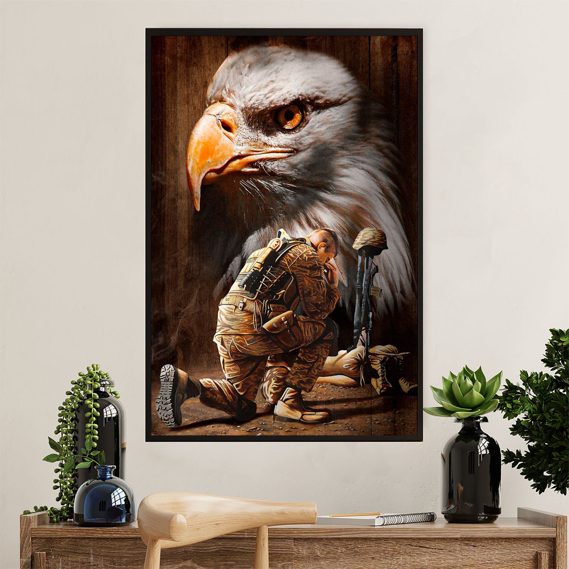 US Army Military Canvas Wall Art | God Bless Soldiers | American Independence Day Gift for Soldiers