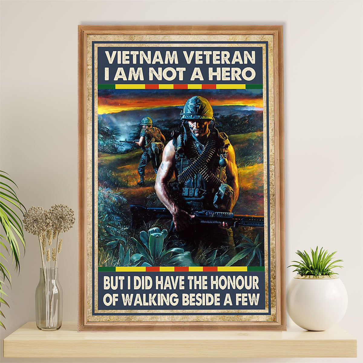 US Army Military Canvas Wall Art | Vietnam Veteran | American Independence Day Gift for Soldiers