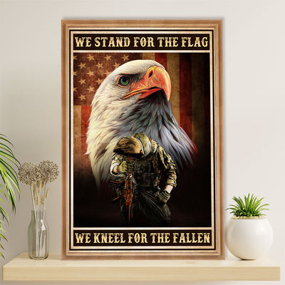 US Army Military Poster Wall Art | Stand For The US Flag | American Independence Day Gift for Soldiers