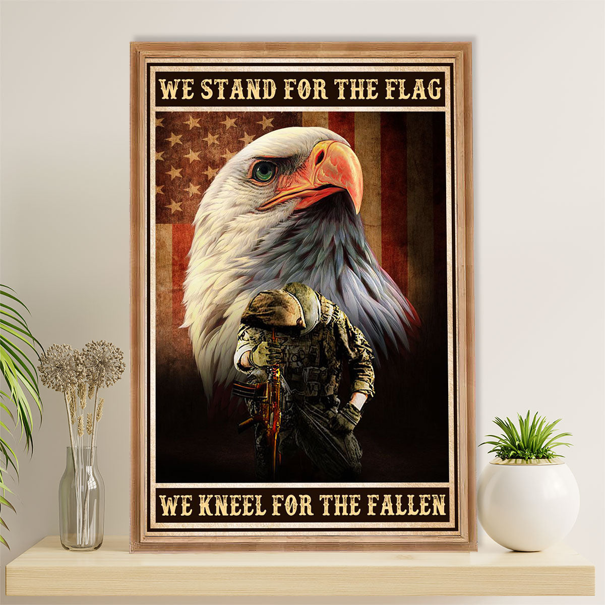 US Army Military Canvas Wall Art | Stand For The US Flag | American Independence Day Gift for Soldiers