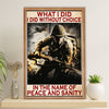 US Army Military Poster Wall Art | Name Of Peace & Sanity | American Independence Day Gift for Soldiers