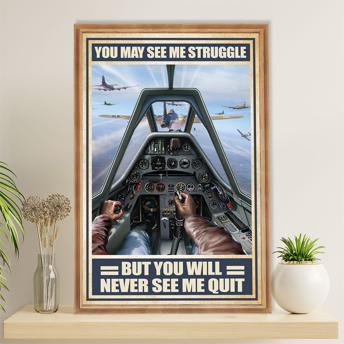 US Army Military Canvas Wall Art | Never See Me Quit | American Independence Day Gift for Soldiers