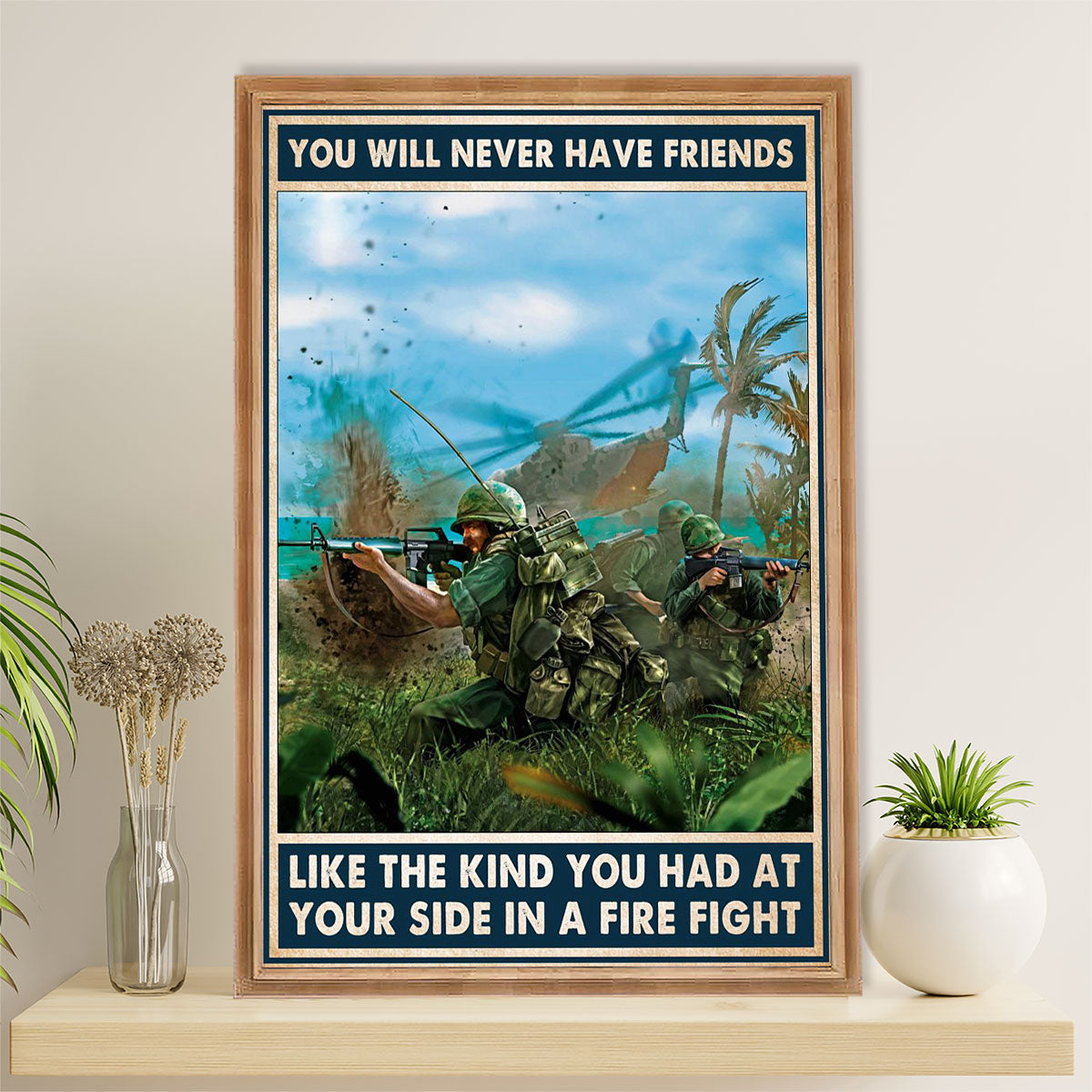 US Army Military Canvas Wall Art | Your Side In A Fire Fight | American Independence Day Gift for Soldiers