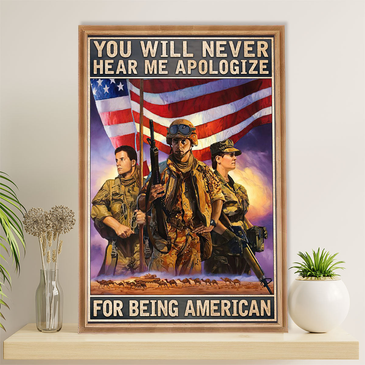 US Army Military Poster Wall Art | Being American | American Independence Day Gift for Soldiers
