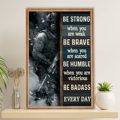US Army Military Canvas Wall Art | Be Strong Be Brave | American Independence Day Gift for Soldiers