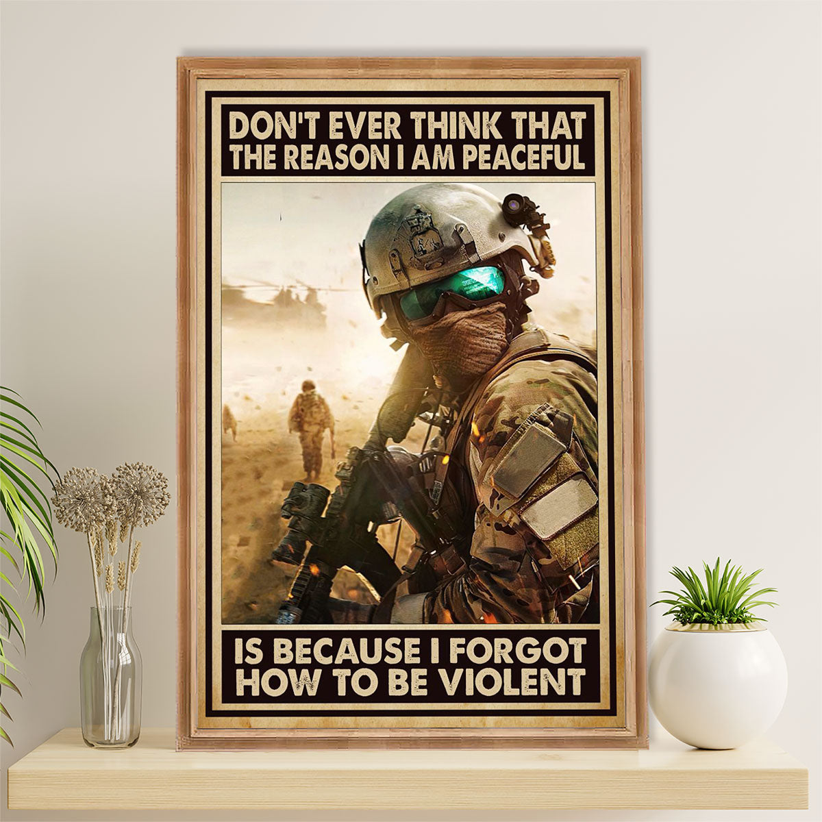 US Army Military Poster Wall Art | How To Be Violent | American Independence Day Gift for Soldiers