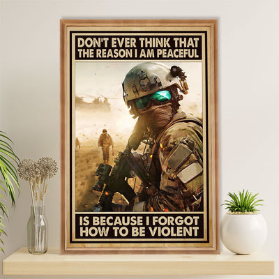 US Army Military Canvas Wall Art | How To Be Violent | American Independence Day Gift for Soldiers