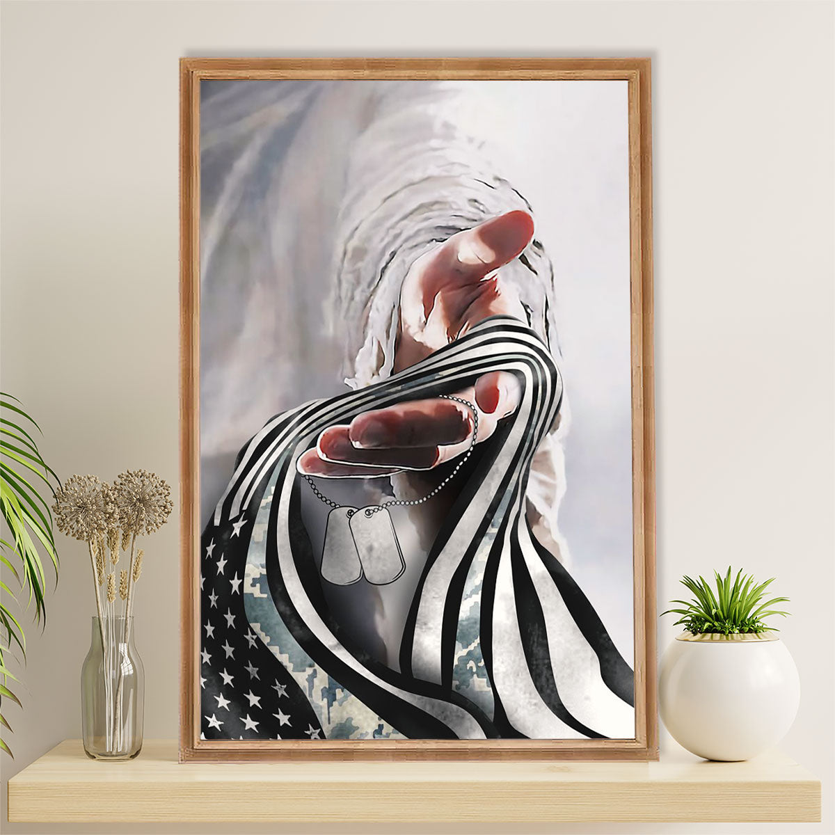 US Army Military Canvas Wall Art | Airforce Veteran Flag | American Independence Day Gift for Soldiers