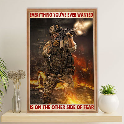 US Army Military Poster Wall Art | Other Side Of Fear | American Independence Day Gift for Soldiers