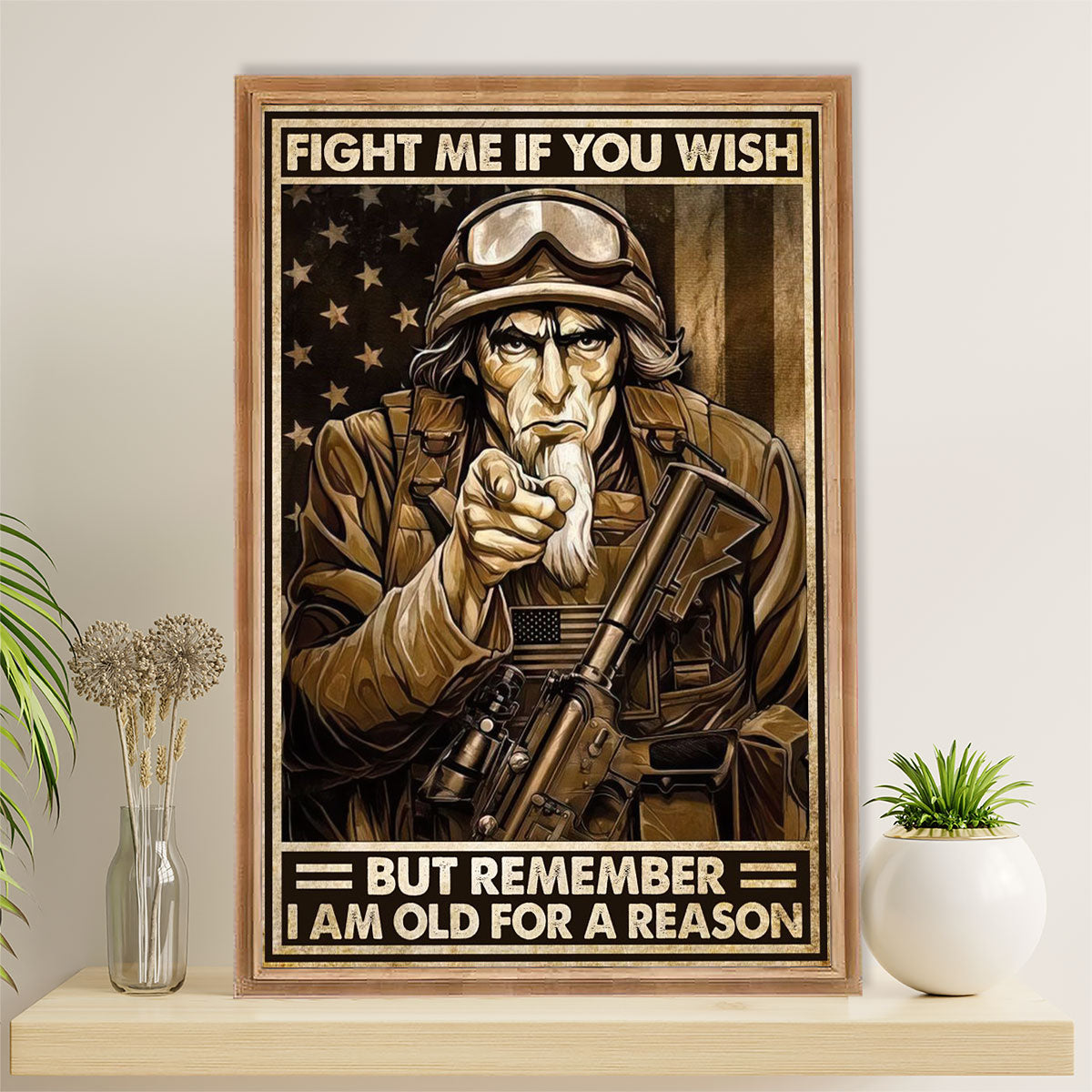 US Army Military Poster Wall Art | Old For A Reason | American Independence Day Gift for Soldiers