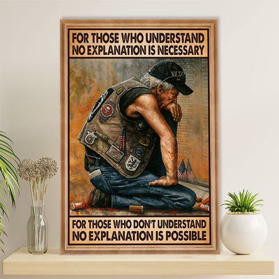 US Army Military Canvas Wall Art | Veteran No Explanation Is Possible | American Independence Day Gift for Soldiers