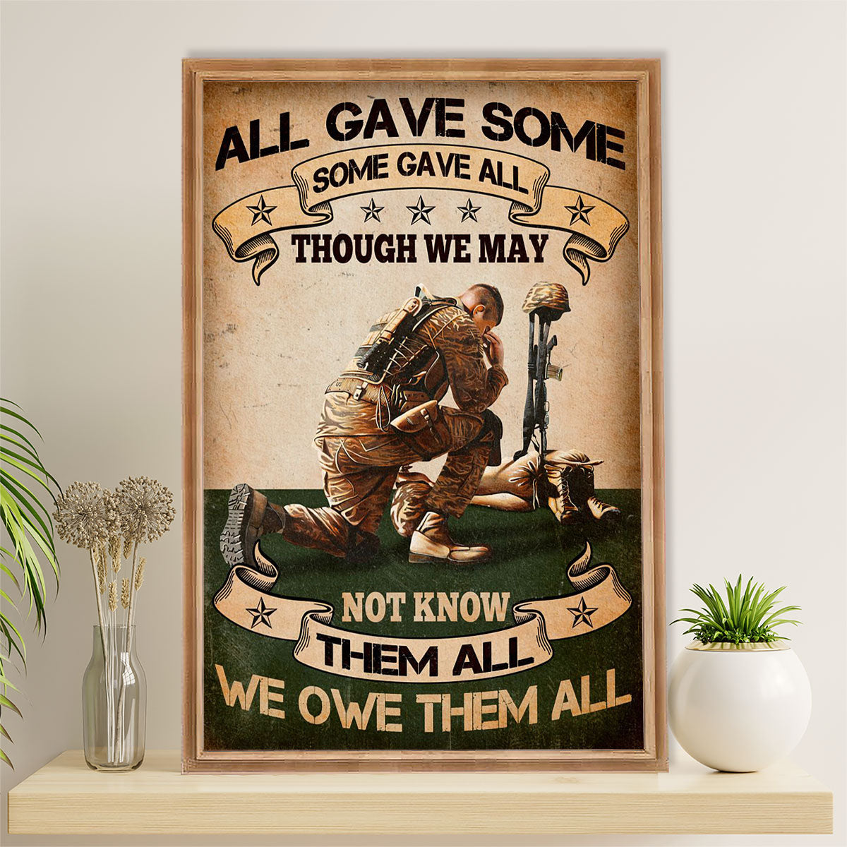 US Army Military Canvas Wall Art | Memorial We Owe Them All | American Independence Day Gift for Soldiers