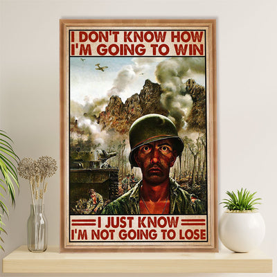 US Army Military Poster Wall Art | Not Going To Lose | American Independence Day Gift for Soldiers