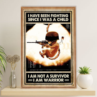 US Army Military Poster Wall Art | I Am Warrior | American Independence Day Gift for Soldiers
