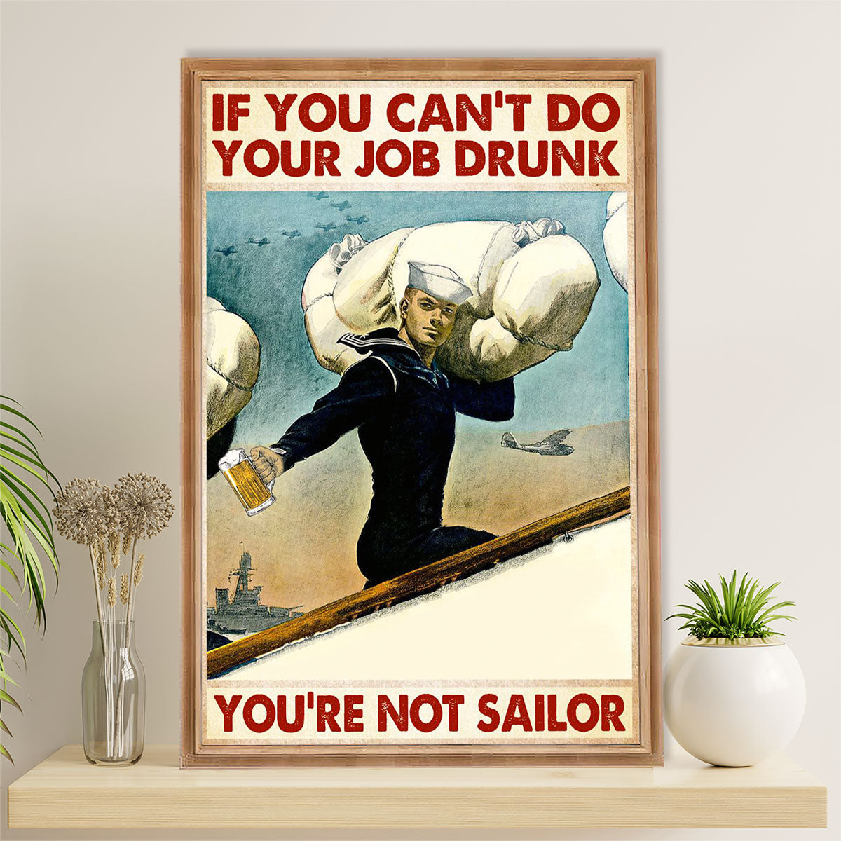 US Army Military Poster Wall Art | Drunk Sailor | American Independence Day Gift for Soldiers