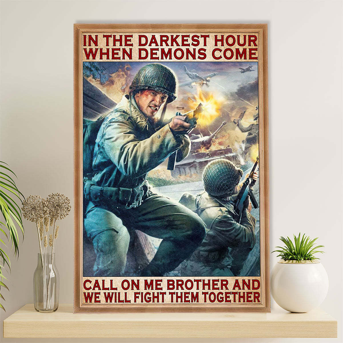 US Army Military Poster Wall Art | Brothers | American Independence Day Gift for Soldiers