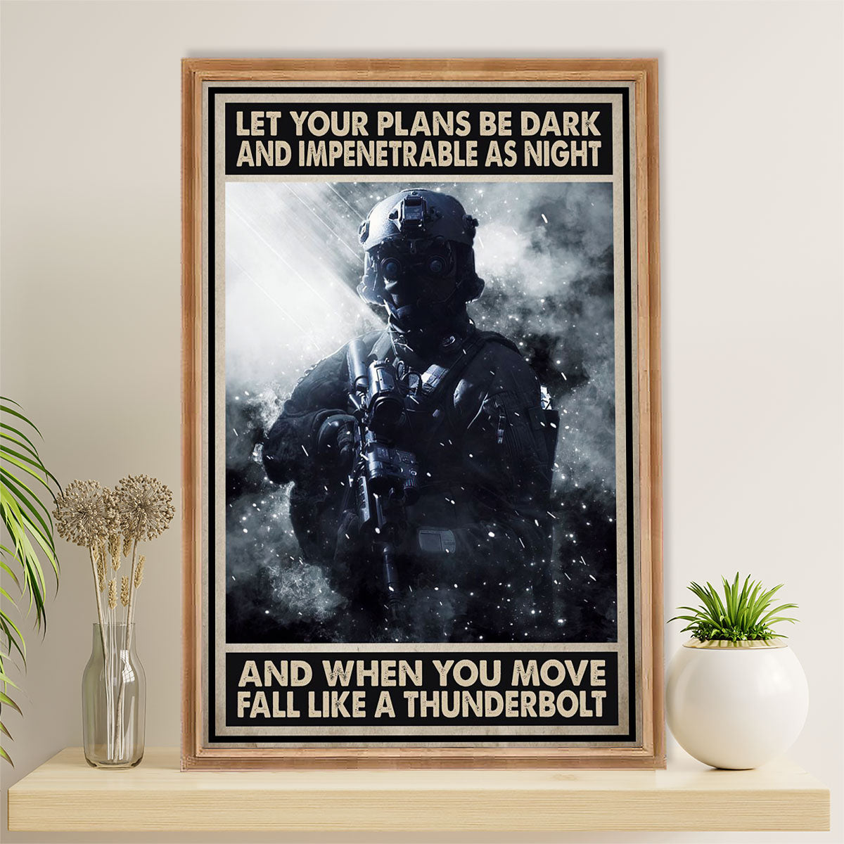 US Army Military Poster Wall Art | Fall Like A Thunderbolt | American Independence Day Gift for Soldiers